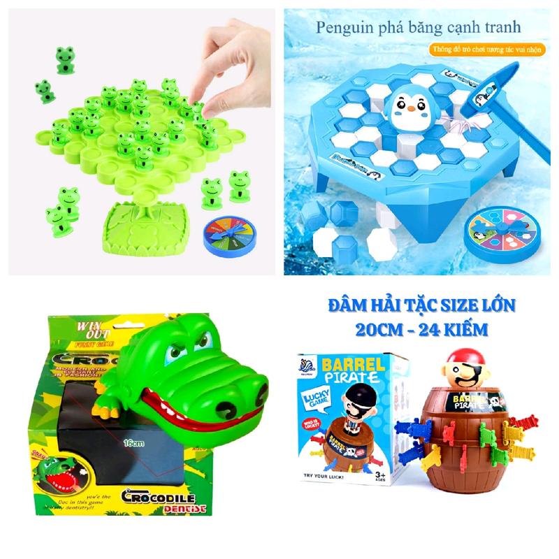 Combo 4 món trò chơi tương tác vui nhộn cho cả gia đình - Phá băng chim cánh cụt, hải tặc, cá sấu cắn tay, cây cân bằng ếch - Đồ Chơi Toy