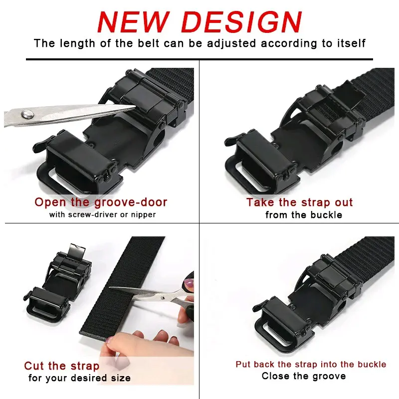 Gesper Men  Sabuk Ikat Pinggang Pria Tali Nylon Kepala besi model Pengunci Otomatis Belt Kanvas sabuk  kopel 8