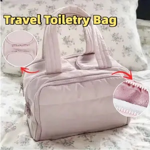 【COD】Travel Toiletry Bag Ringan /Tas Perjalanan Untuk Wanita/Tas Kosmetik Makeup Yang Empuk/ Dengan Pegangan Untuk Aksesori Perlengkapan Peralatan Mandi
