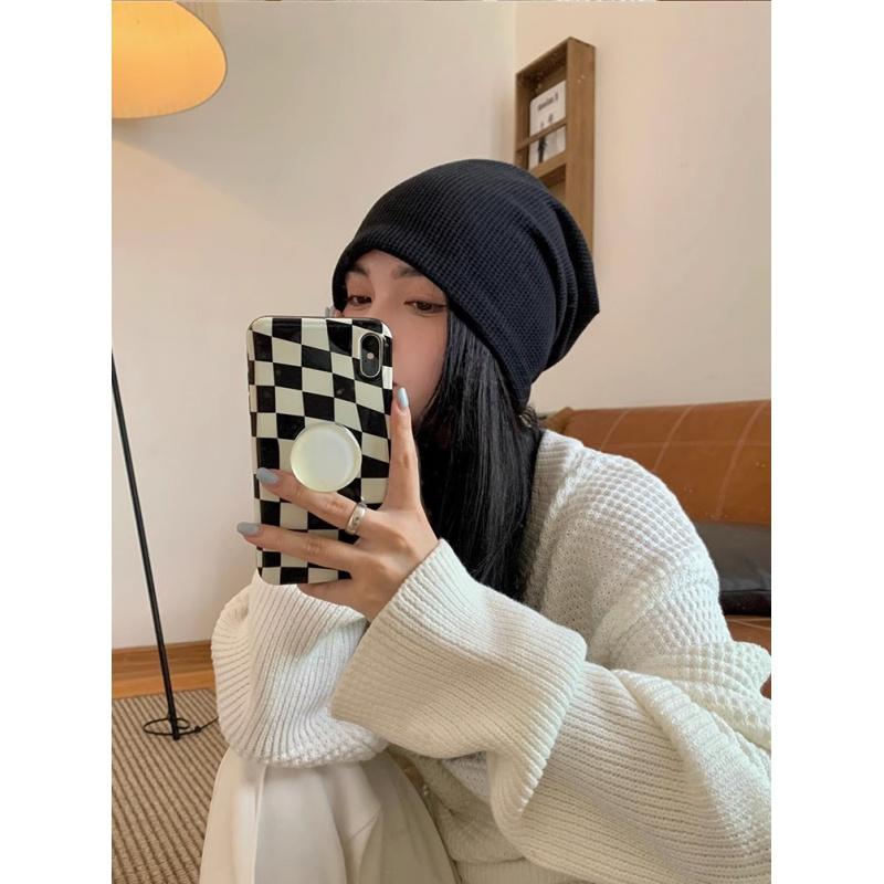 Product Introduction of Hat Women's New Korean Style Knitted Pile Style Fashion Big Head Big Brim Show Face Small Toe Cap Japanese Style All-Matching Men's Hat 19
