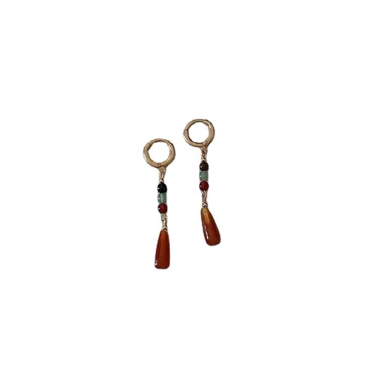 Vintage Colored Crystal Beaded Earrings Natural Stone Personality Design Retro Asymmetric Earrings for Women Jewelry Earrings 5