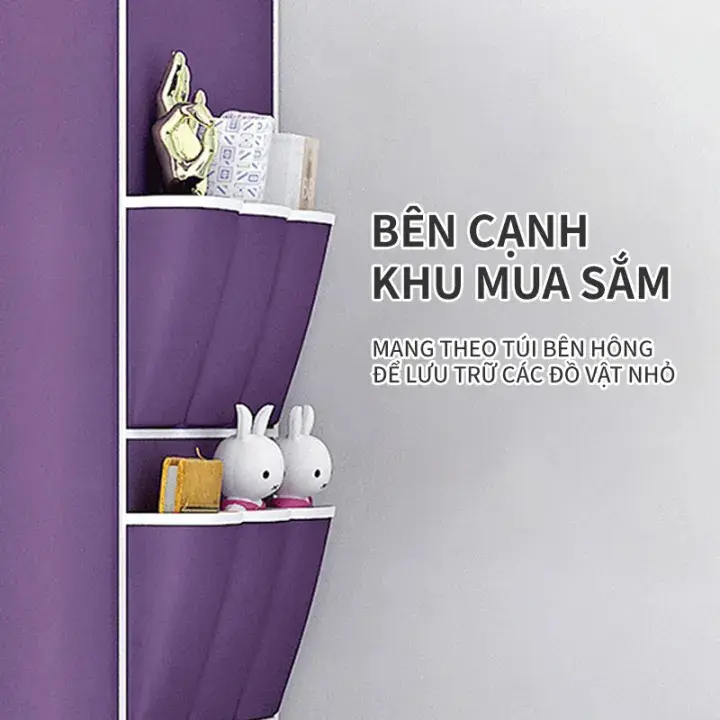 Tủ Vải để quần áo, Tủ khung thép 3D 1 buồng kích thước 60x160x40 cm lắp ghép dễ dàng tudung  quanao tủ  giấy 6
