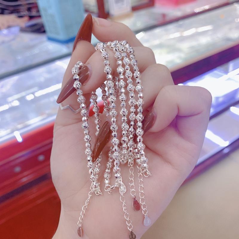 Lắc tay bi phay nhỏ xinh bạc ta cho nữ _ BẠC ĐẸP HẢI HẠNH HHJ