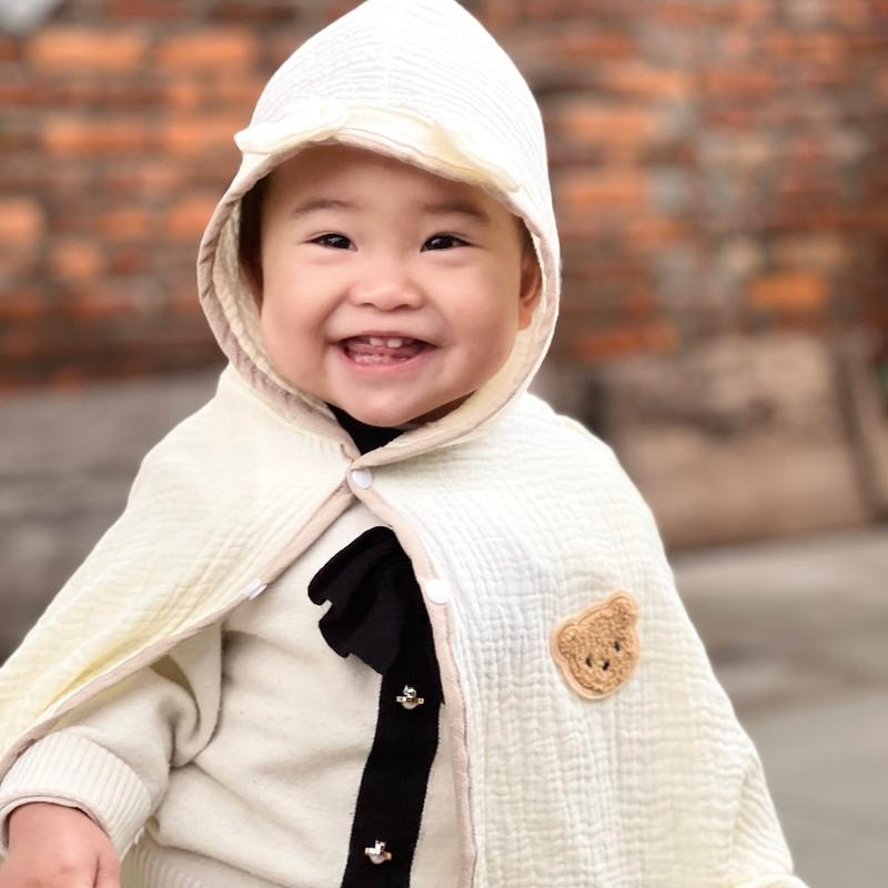 ÁO CHOÀNG NẮNG XÔ MUSLIN ĐÍNH GẤU XÙ -WOOYI 3