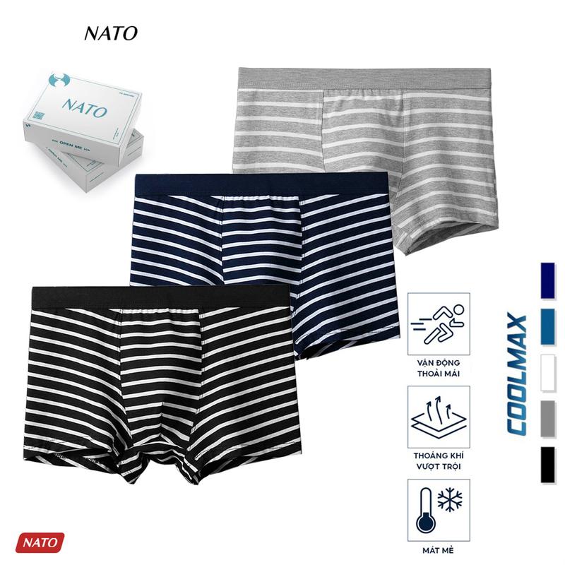 COMBO Quần Lót CHÉO Nam Vải Cotton Thun Lạnh Đơn Giản Cao Cấp Màu Đen Xám Xanh Trơn Boxer Sịp Đùi Tam Giác Xì Lip Sì NATO Menswear Quần Boxer Sọc
