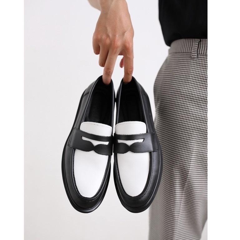 Product Introduction of Giày penny loafer back & white, giày lười đốc, khâu đế phối màu thời thượng ST 3