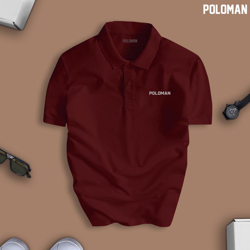 POLOMAN RED WINE - Áo thun POLO nam cổ bẻ BASIC CVC vải cá sấu sang trọng lịch lãm thoáng mát Top Menswear Cộc Tay Ngắn Tay Có Cổ Shirt