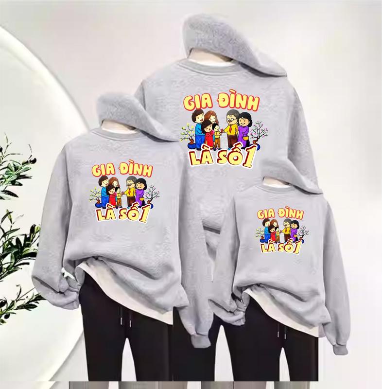 áo sweater gia đình 3/4/5 người FAMILY màu đỏ tết 2024 chất nỉ bông GIÁ SĨ Top Nữ Women 2