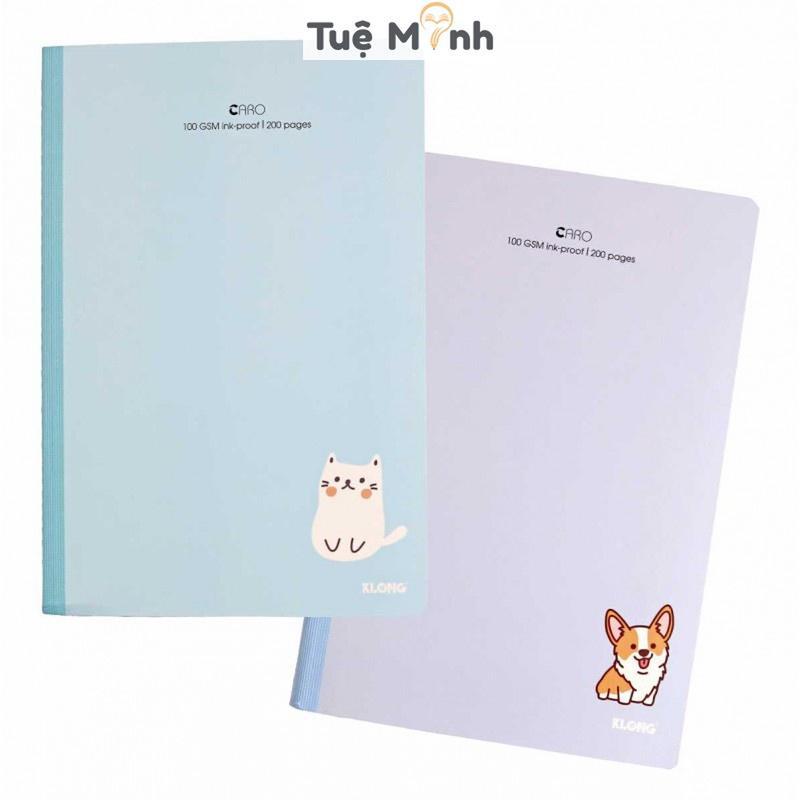 Vở Klong [Chọn Màu] B5 200 trang Caro MS 836 may dán gáy bìa Pastel, tập sổ Klong