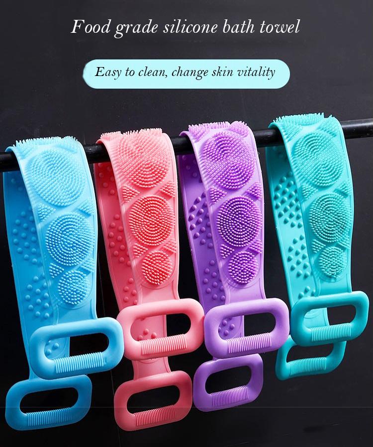 Product Introduction of Body Silicone Brush Scrub Body Exfoliating Sponge Brush Bathroom Shower Back Brush Bath Scrub Clean Tool Stain Removal Bath Belt 21