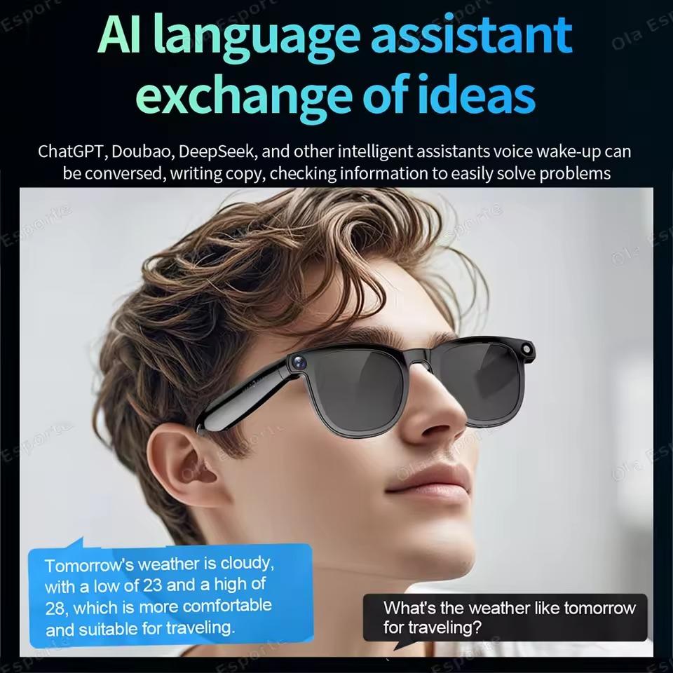 New HD AI Shooting Smart Glasses CY01 800W Camera Bluetooth Music Calling AI Dialog Recognition Voice Assistant Smart Glasses - Image 3