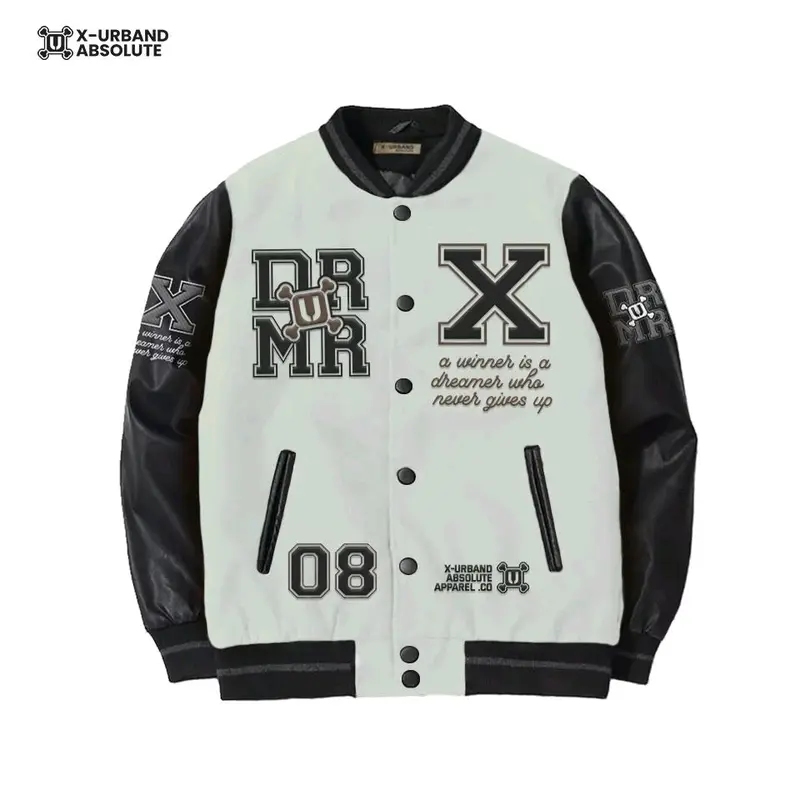 Jaket Varsity Baseball Dremer Full Hitam/Jaket Baseball Pria Full Bordir 4