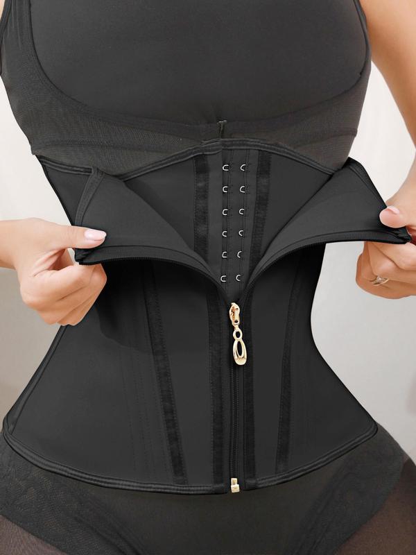 Women's Solid Color Zipper Front Waist Trainer, High Stretch Tummy Control Shaper, Waist Cincher for Women, Shapewear Belt for Daily Wear, Shape Clothing 2