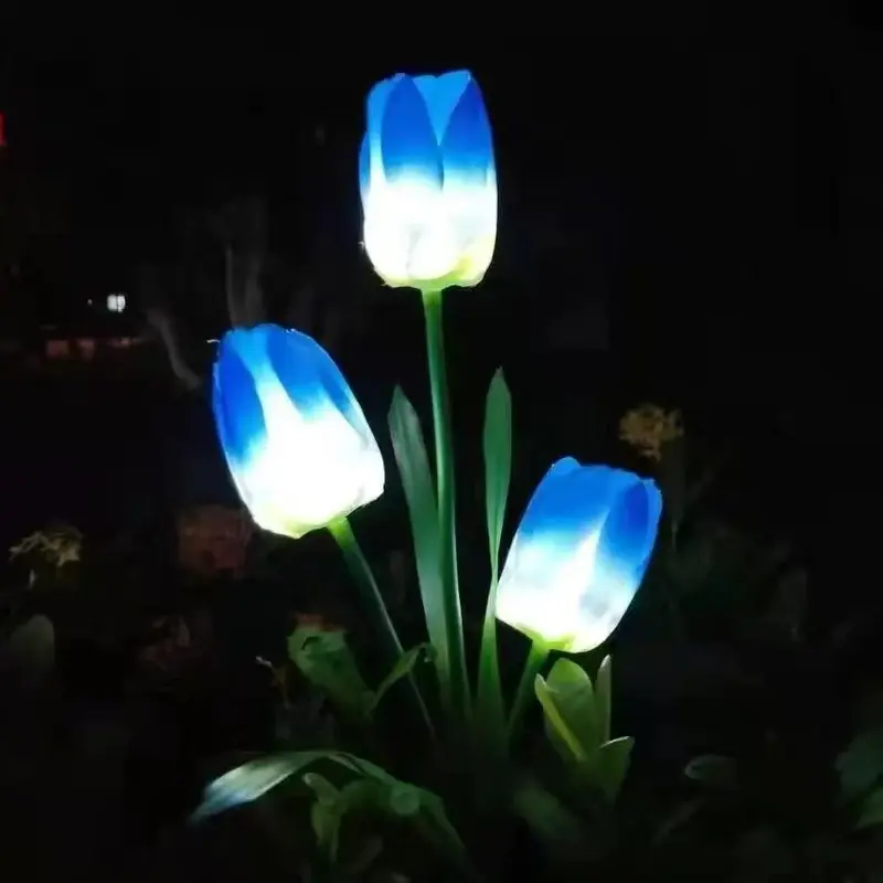 Solar Powered Tulip Design Garden Light, 1 Count Outdoor Lawn Lamp, Ground Stake Light, Decorative Garden Light for Outdoor Yard Lawn Decoration 4