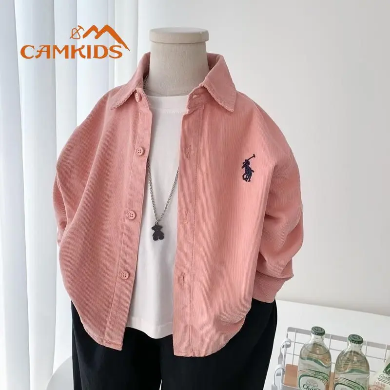 Áo Sơ Mi Trẻ Em, Camkids, Bộ Sưu Tập Mùa Xuân Và Mùa Thu, Hàng Mới Về 2024, Phong Cách Hàn Quốc, Áo Sơ Mi Vải Nhung Kẻ, Dành Cho Bé Trai Và Bé Gái, Thiết Kế Đẹp Trai 0