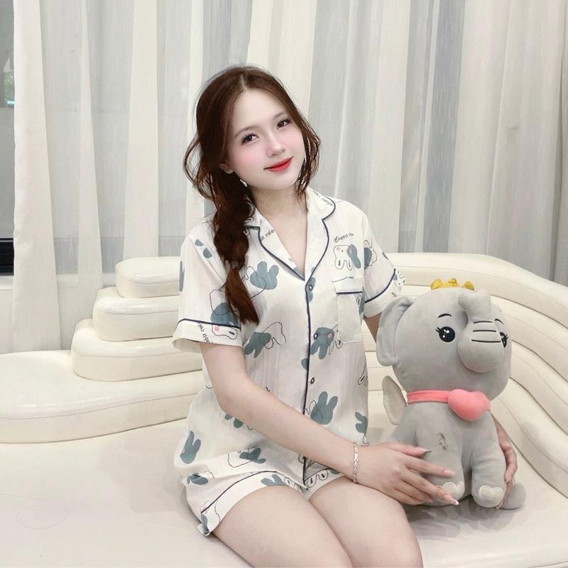 Đồ bộ pijama mặc nhà nữ đùi cộc chất vải đũi hàn nhiều hình dễ thương - bộ ngủ cho phái đẹp xốp