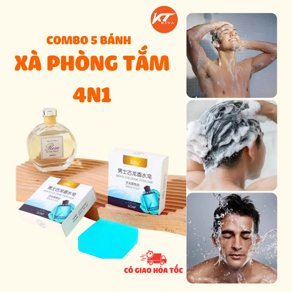 BO 5 Bánh Xà Phòng Lưu Hương Nước Hoa Cho Nam Giới, Kiểm Soát Mồ Hôi, Làm Sạch Da, Lưu Hương 24h