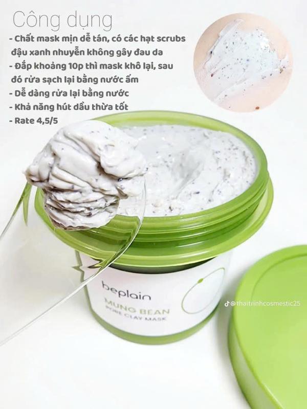 (Lọ dùng thử) Mặt nạ đậu xanh đất sét Beplain hũ 120ml 4