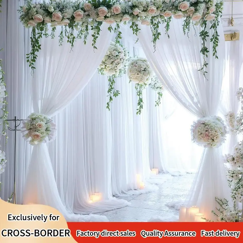 Solid Color Chiffon Curtain, 1 Count Transparent Chiffon Background Screen, Party & Wedding Decoration Supplies for Home Party Wedding 3