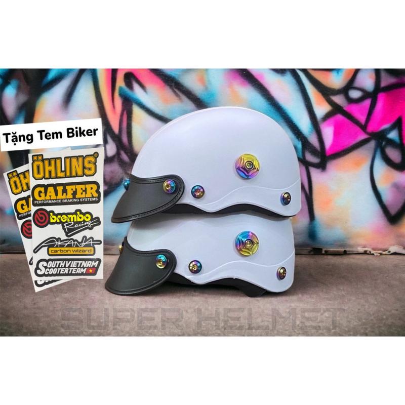 Nón Bảo Hiểm Trơn - Màu Sơn Nhám - Gắn 7 Ốc + Gù TiTan Gr5 Siêu Ngầu !