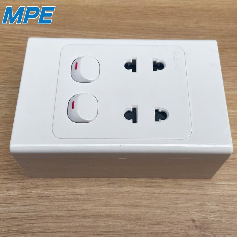 Mặt 1-2 công tắc & 2 ổ cắm MPE ( Gồm: mặt công tắc, ổ cắm + công tắc + đế) 0