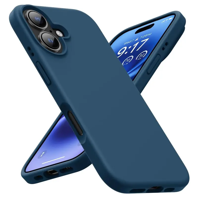 Shockproof Liquid Silicone Phone Case with Soft Anti-scratch Microfiber Lining, Ultra Slim Drop Protector Phone Cover for iPhone 16 15 14 13 12 11 Pro Max Plus, Casing 6