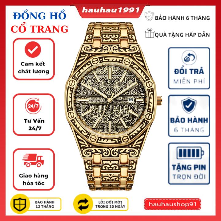 ĐỒNG HỒ NAM RAGLAN HOA VĂN HỌA TIẾT CỔ ĐIỂN CÓ LỊCH , THÉP CHỐNG RỈ , CHỐNG…