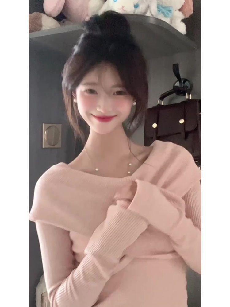 Product Introduction of Kemeja-T lengan panjang terma, gaya luar bahu, untuk Wanita dan Gadis, Sesuai Langsing, Hangat Musim Luruh dan Musim Sejuk, Boleh Dipakai Di Dalam, Atasan Baju Asas Unik Knitwear Tops 1
