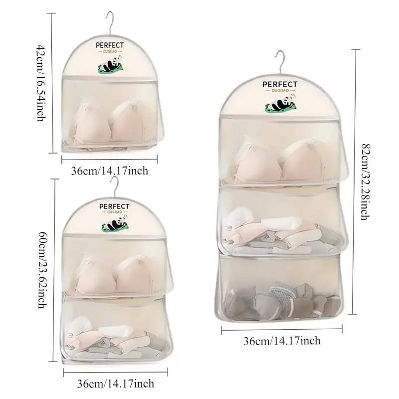 Multi-layer Mesh Hanging Storage Bag, Hanging Storage Bag for Bra & Underwear & Socks, Household Storage Organizer for Door & Wall & Closet, Hangable 1