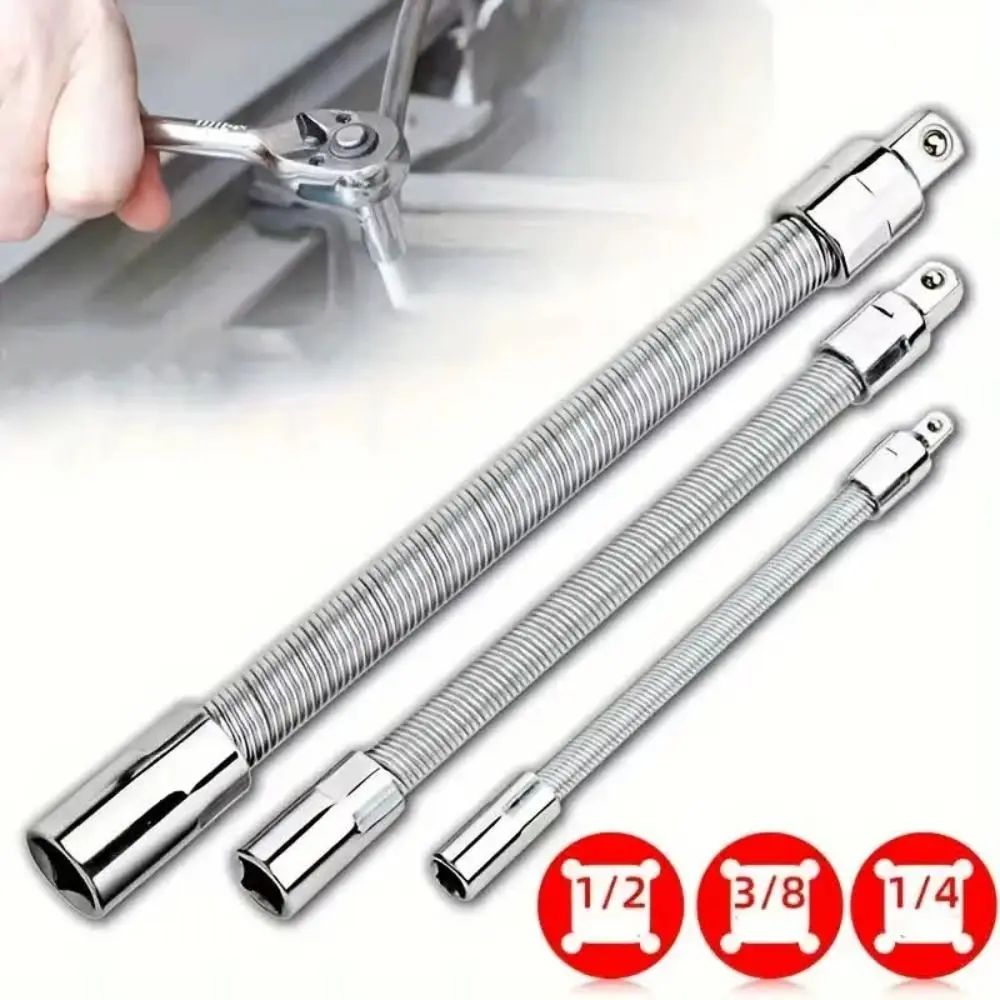 1Pcs Durable Flexible Shaft Drive Socket Extension Bar Conversion Head Ratchet Wrench Post Extension Rod High Torque 1/4 3/8 1/2 Connective Rod Adapter Electronic Drill
