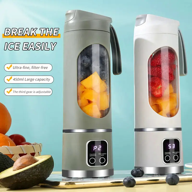 450ml Fruit Juicer 8 Blades 3 Gears USB Rechargeable Portable Blender Ice Crusher for Shakes and Smoothies Juicer Cup juiceblender juicer portable fruit blender