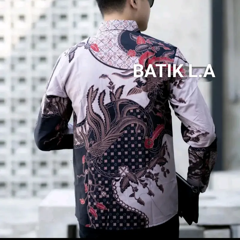 KEMEJA BATIK MOTIF BEDAK ABU MOCCA  Lapis Furing Halus Estetik Katun Nyaman 5