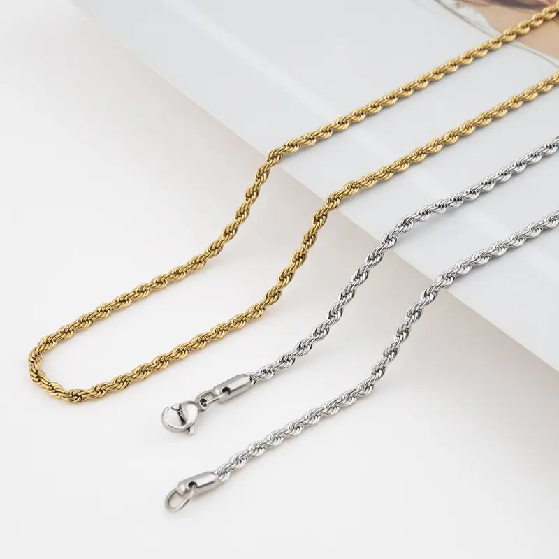 Rantai Putar Keluli Tahan Karat, Pemeliharaan Warna Vakum, Penyaduran Elektronik, Kalung Emas Tidak Luntur, Rantai Lelaki Hip-Hop Keluli Titanium