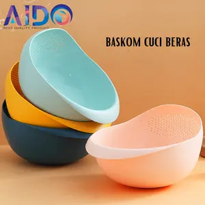 AIDO COD Baskom Cuci Beras Sayur Multifungsi Wadah Plastik ABS 23CM X 16CM X 8.5CM Solusi Mencuci Mudah untuk Beras Sayuran dan Buah Material Plastic Food