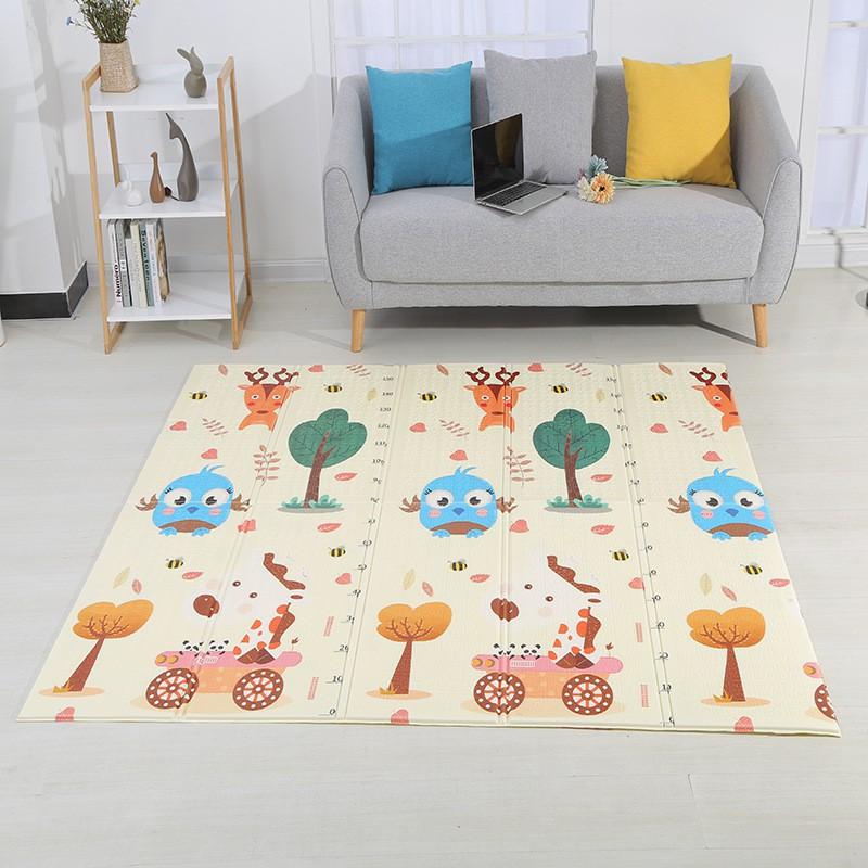 Thảm Xốp XPE 1m8x2m Gấp Gọn 2 Mặt Phủ Silicon Chống Thấm, Chống Trơn Trượt Cho Bé Chơi