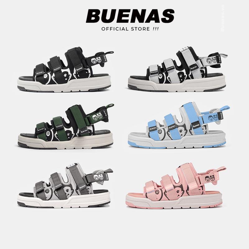 Giày sandal Buenas Sport 6868 CARTOON nam nữ - dép xăng-đan unisex đi học quai ngang đế cao 3 phân