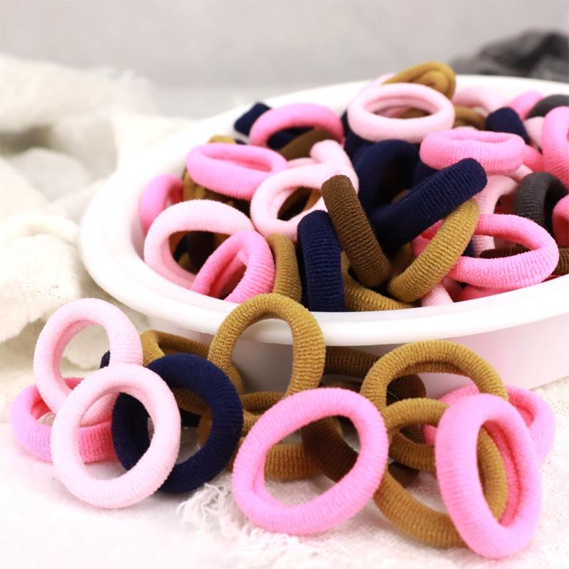 Product Introduction of Ikat Rambut Mini, 100pcs / pek, Scrunchie Nilon Berwarna-warni, Gelang Getah, Scrunchies Elastik, Aksesori Rambut Perempuan 12