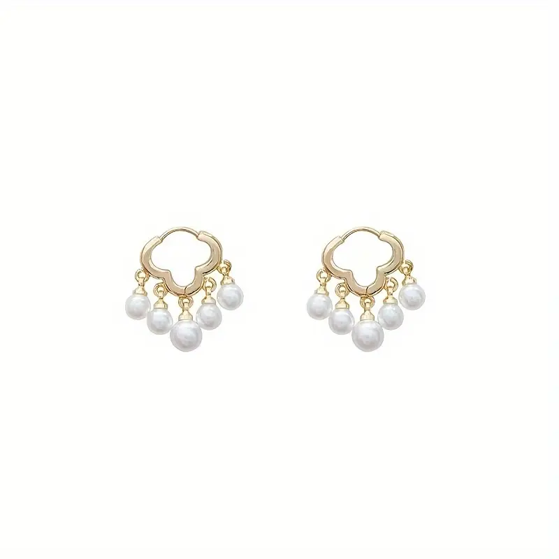 Elegant Golden-Tone Cloud Tassel Earrings with Freshwater Pearl Accents  Cute & Sexy Alloy Design for Casual Attire or Gift Giving, Versatile Jewelry | Playful Construction delicate gift 1