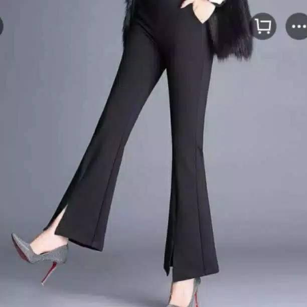 FIXUP | (M-XXXXL) MONA CUTBRAY HIGHWAIST KULOT ANTI LECEK Wanita Celana Panjang Hitam 1