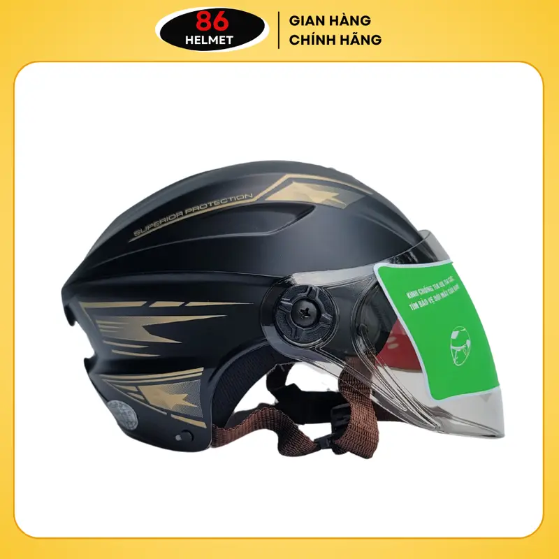 Nón Bảo Hiểm Nửa Đầu Sundy SD-1005D Dáng Thể Thao Nâng Tầm Phong Cách Nam - Đen Họa Tiết Vàng Phụ Kiện Helmet 1