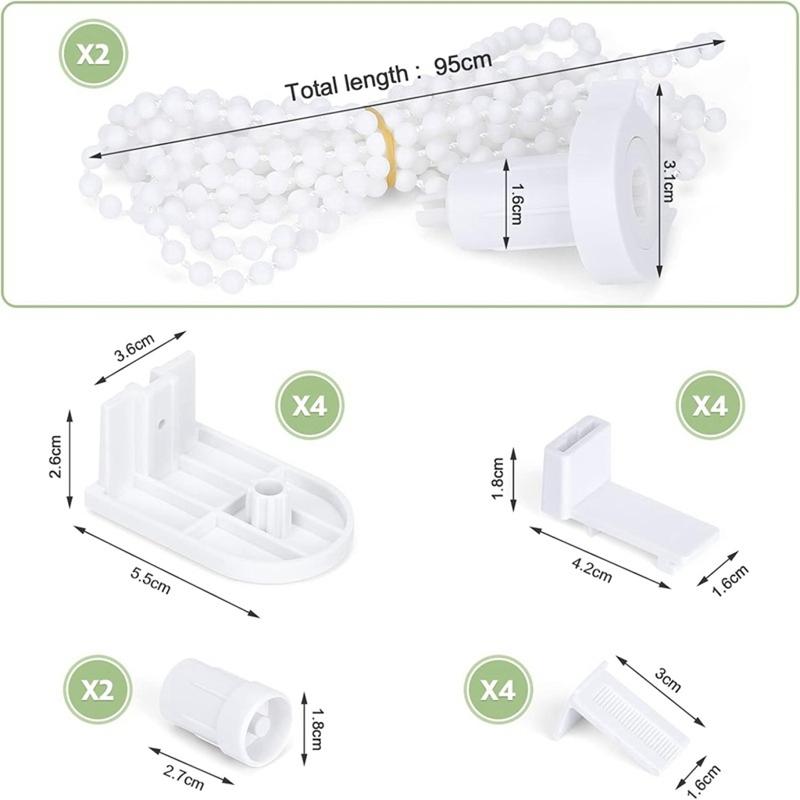 Product Introduction of 16Pcs 17mm Roller Shutter Head Controller Set Roller Blind Fittings Set Bracket Chain Set Curtain Shade Shutters Control 0