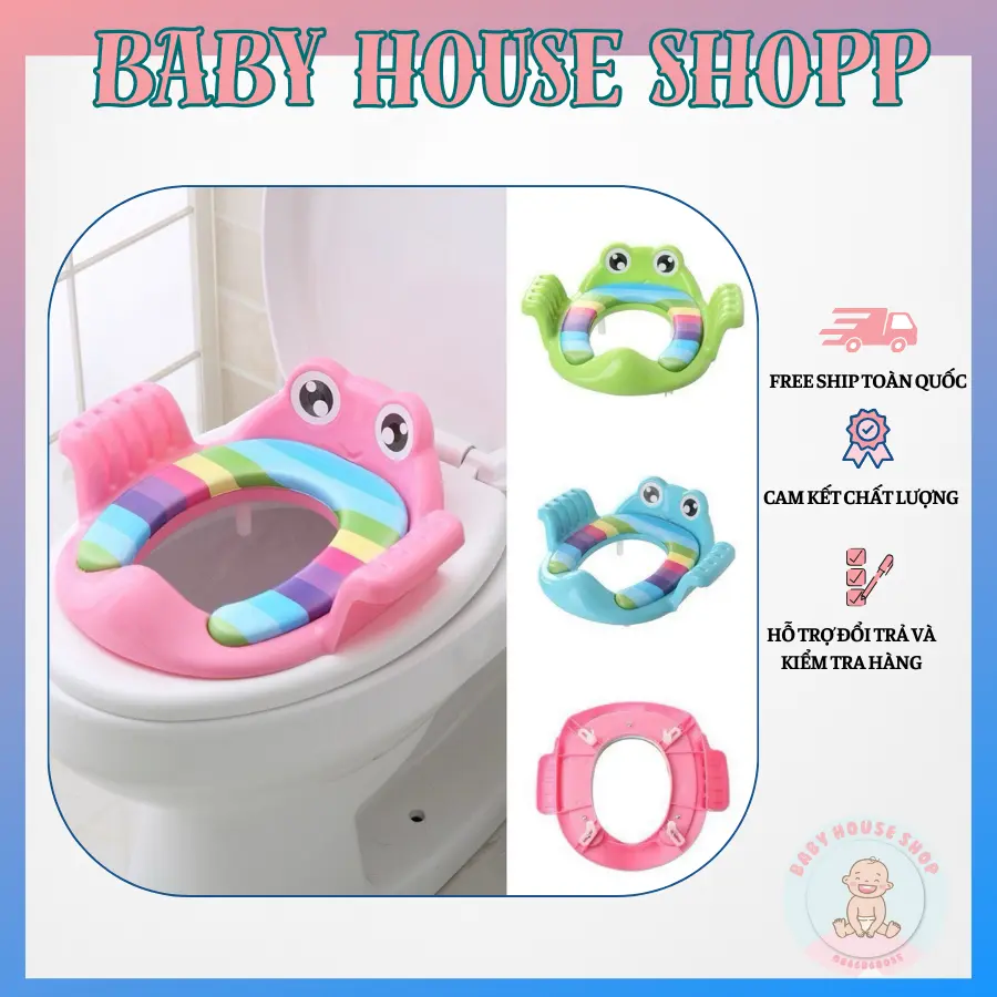 THU NHỎ BỒN CẦU HÌNH ẾCH CÓ TAY VỊN VÀ ĐỆM LÓT CHO BÉ  Bô Voi