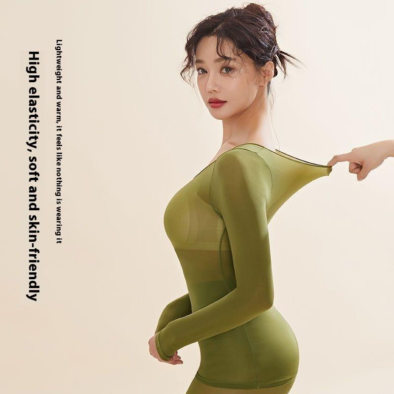 Đồ Lót Giữ Nhiệt, Siêu Mỏng Và Vô Hình, Dành Cho Phụ Nữ, Thích Hợp Cho Mùa Thu Và Mùa Đông, Mặt Nạ Giữ Nhiệt, Quần Áo Chăm Sóc Da Đáy Da, Bộ Đồ Áo Liền Quần Dài Mỏng, Có Thể Mặc Bên Trong Áo Cánh 2
