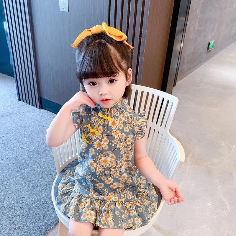 Product Introduction of Girls' Chinese Style Retro Hanfu Summer Children's Fashionable Cheongsam Dress Baby Skirt Cross-border One-piece Dropshipping 22