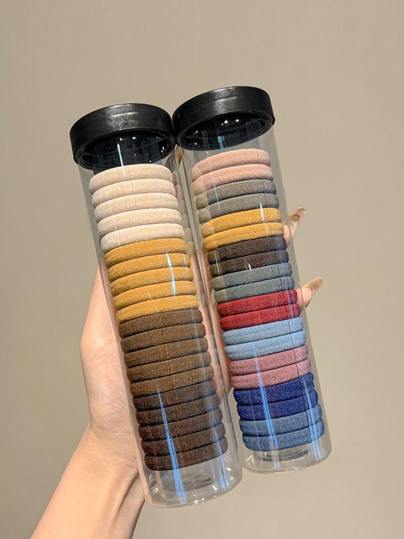 Product Introduction of Simple Plain Color High Stretch Nylon Hair Ties, Ponytail Braid Hair Holder, Assorted Colors, Casual Versatile Hair Accessories for Girls Women 13