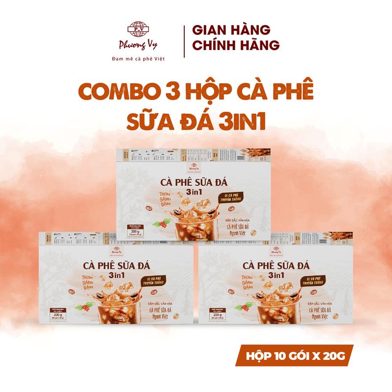 COMBO 3 HỘP Cà Phê Hoà Tan Sữa Đá 3in1 Phương Vy Coffee