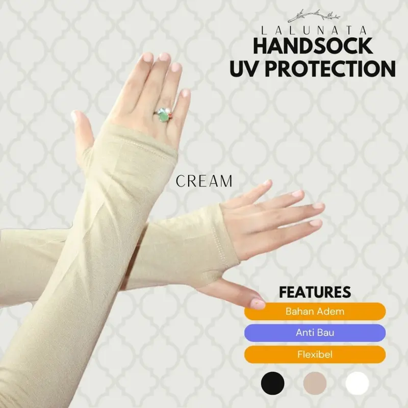 Manset Tangan Handsock Sarung Lengan Panjang Lubang Jempol Panjang Polos Anti Sinar UV By Lalunata 1