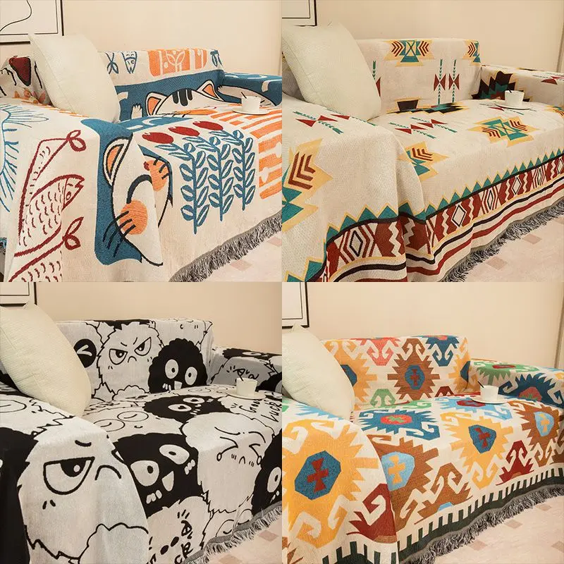 Khăn Sofa, Phong Cách Bohemian, Che Phủ Toàn Bộ, Chăn Vải Dài Một Mảnh, Khăn Bìa Thông Dụng, Phong Cách Bắc Âu, Thích Hợp Cho Ghế Sofa Đơn