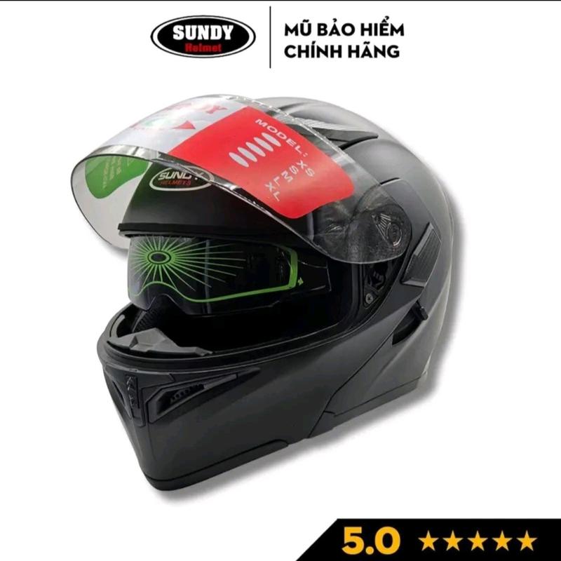 Mũ Bảo Hiểm Lật Hàm Sundy Không Tem From To vòng đầu 58-61 cm, nặng 1,6kg, Lật Hàm 2 Kính Helmet 3
