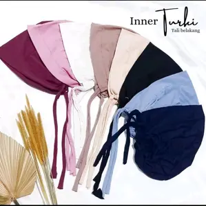 dalaman hijab/inner tali belakang Rayon Jilbab Hitam Wanita Kerudung